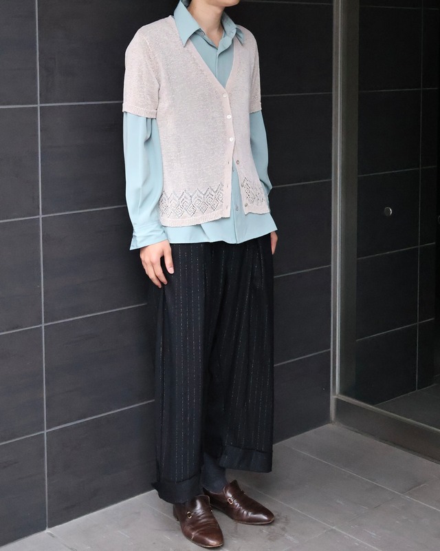 coloring sheer half sleeve cardigan
