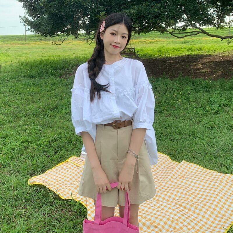 サマーカジュアルホワイトシャツ ショーツ 夏物 ブルマー 1号婦人66114044064