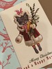 ドイツ製　クリスマス　猫　グリッター　赤ずきん　マント　グリーティングカード　