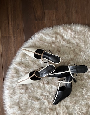 配色ラインストラップミュール【アイボリー】