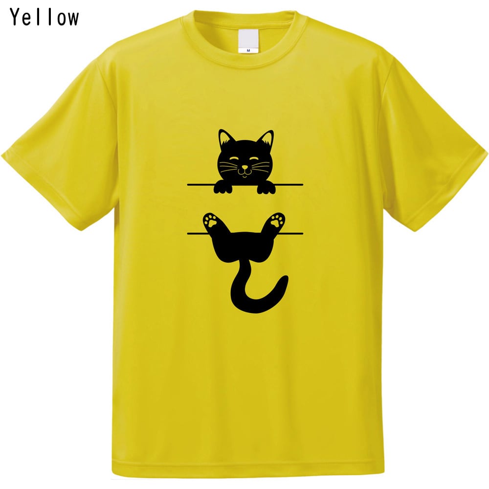 吸水速乾 UVカット ドライTシャツ しがみつく猫 猫好き かわいい