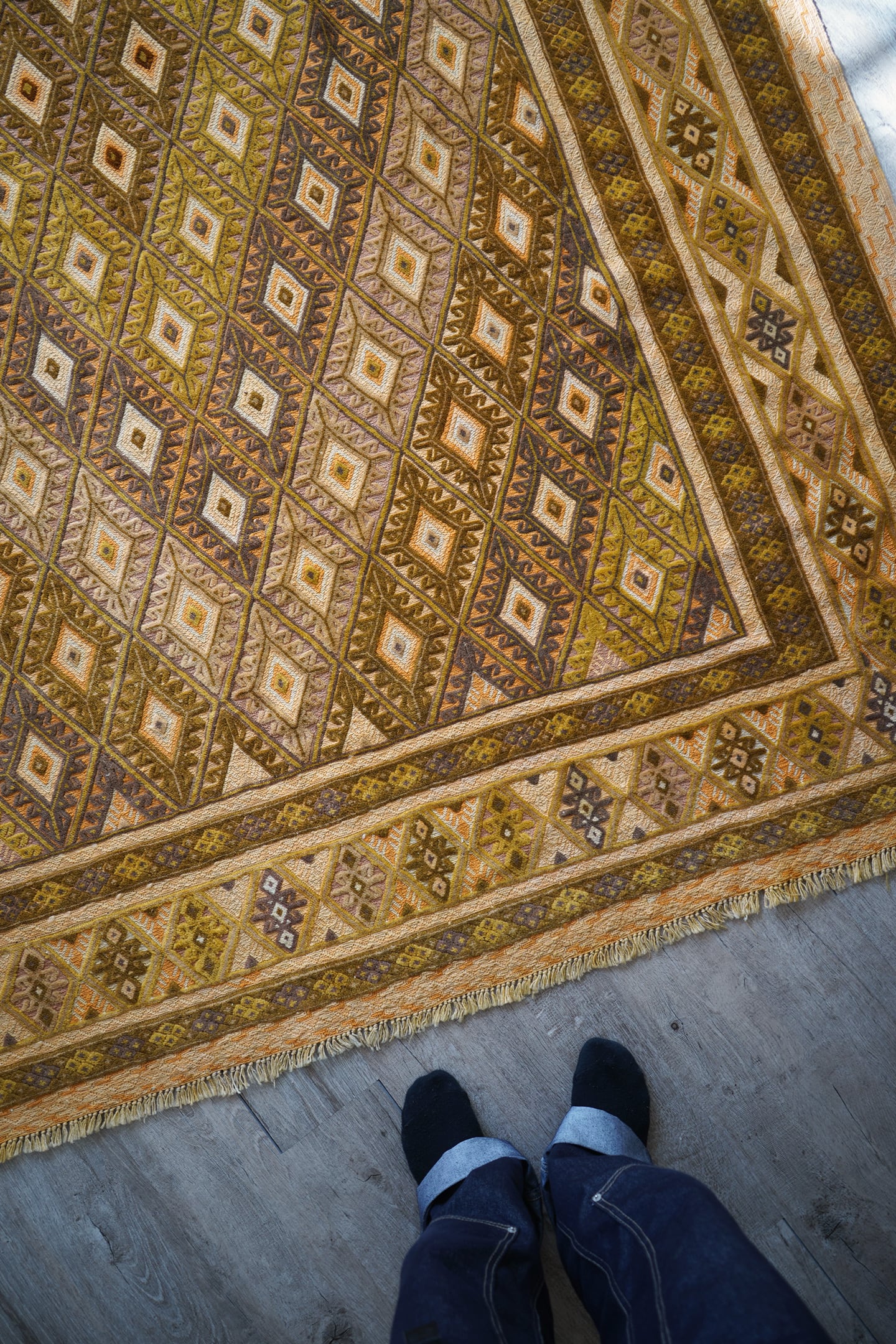 【70s】大判！ L165 マシュワニラグ ヴィンテージラグ　トライバルラグ 70s】大判！ L165 マシュワニラグ ヴィンテージラグ トライバルラグ