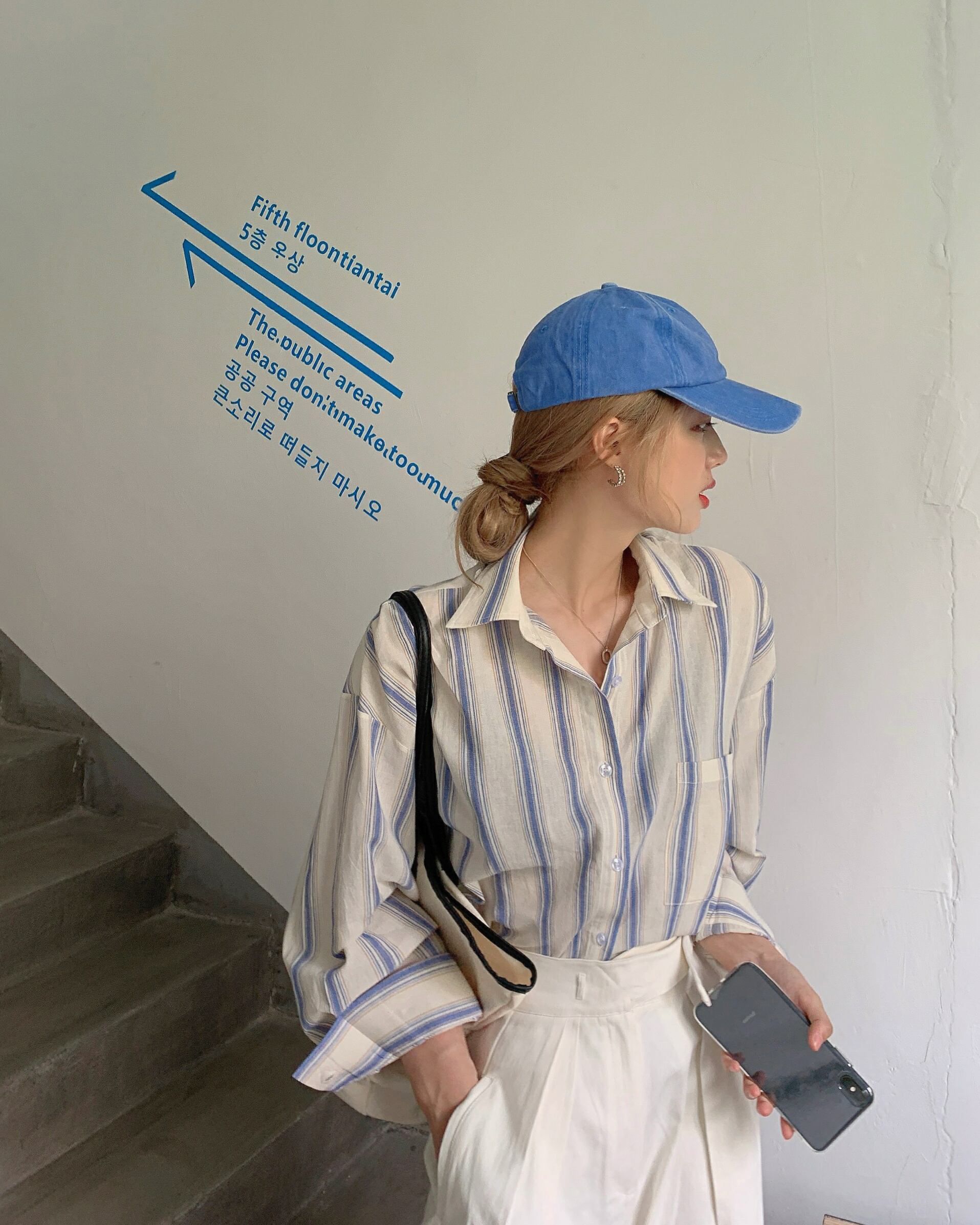 ストライプシャツ ルーズスタイルジャケット スプリングトップス ロング 春物 ブラックストロベリース95573051886