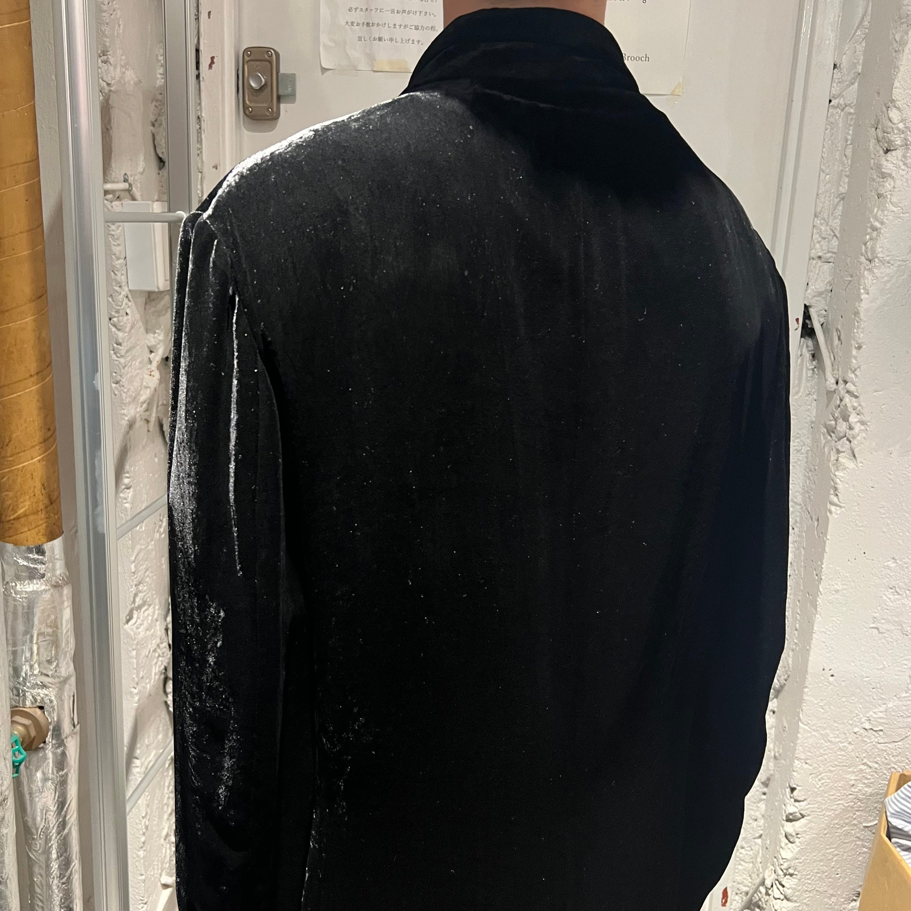 Yohji Yamamoto(Ys) ヨウジヤマモト ジャケット ベロア ベルベット パネル ロングジャケット VELVET PARTIAL PANEL LONG JACKET HE-J18-402 22AW コート POUR HOMME ブラック 黒 2 アウター ジャケット 日本製【メンズ】【美品】