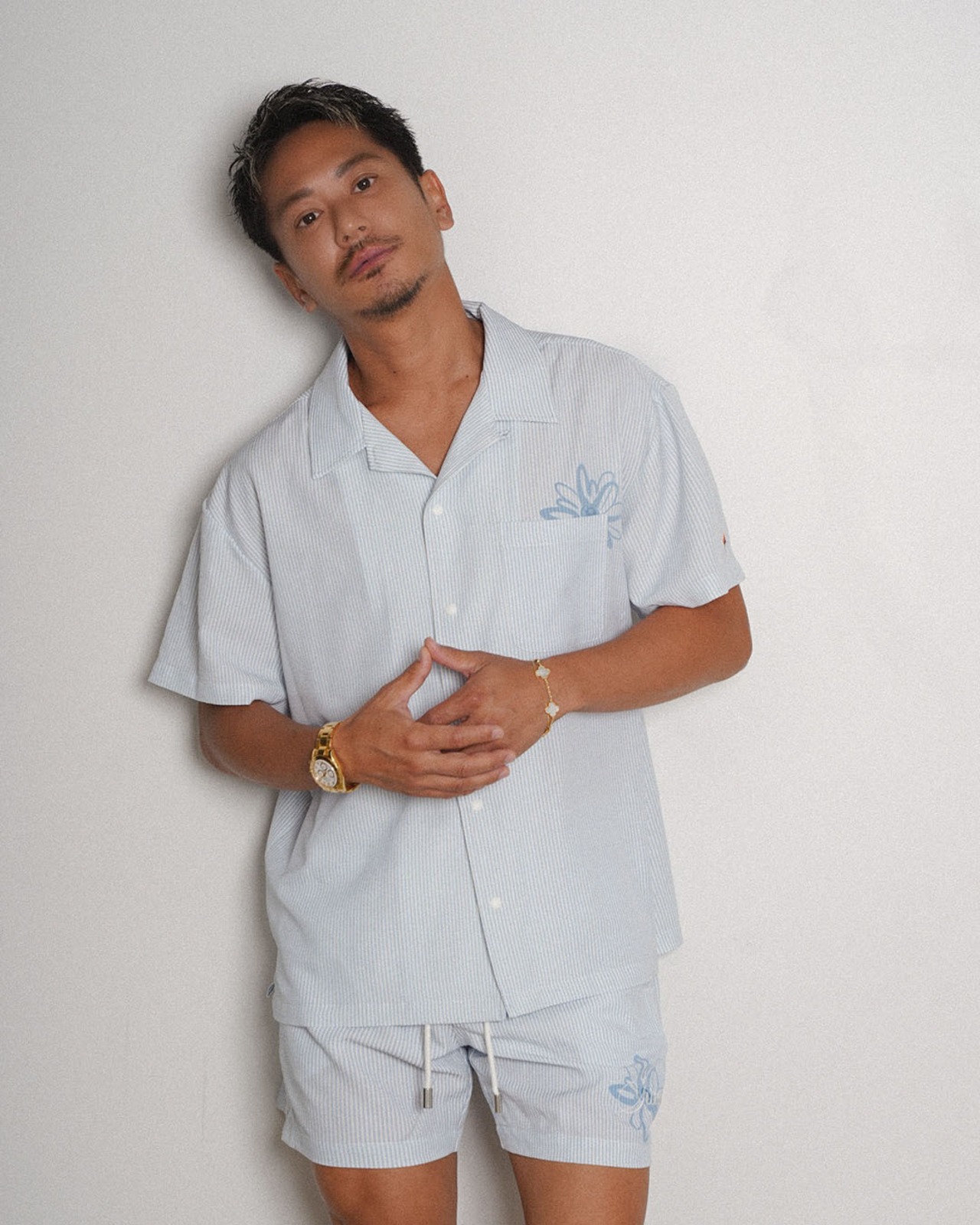 【SUNS】Suns EMBROIDERY SEERSUCKER OPEN COLLAR SHIRTS［RSS028］