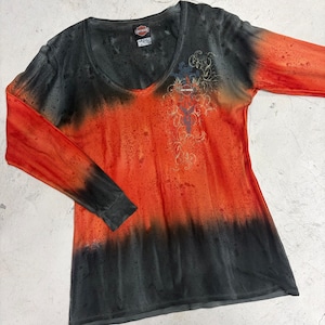 HARLEY-DAVIDSON TIEDYE THERMAL V-NECK CUT SEW