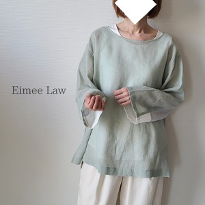 【Eimee Law】カラーブロックリネンブラウス(83506Y)