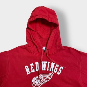 majestic NHL アイスホッケー デトロイト・レッドウィングス Detroit Red Wings パーカー プルオーバー スウェット プリント ロゴ マジェスティックM相当 us古着