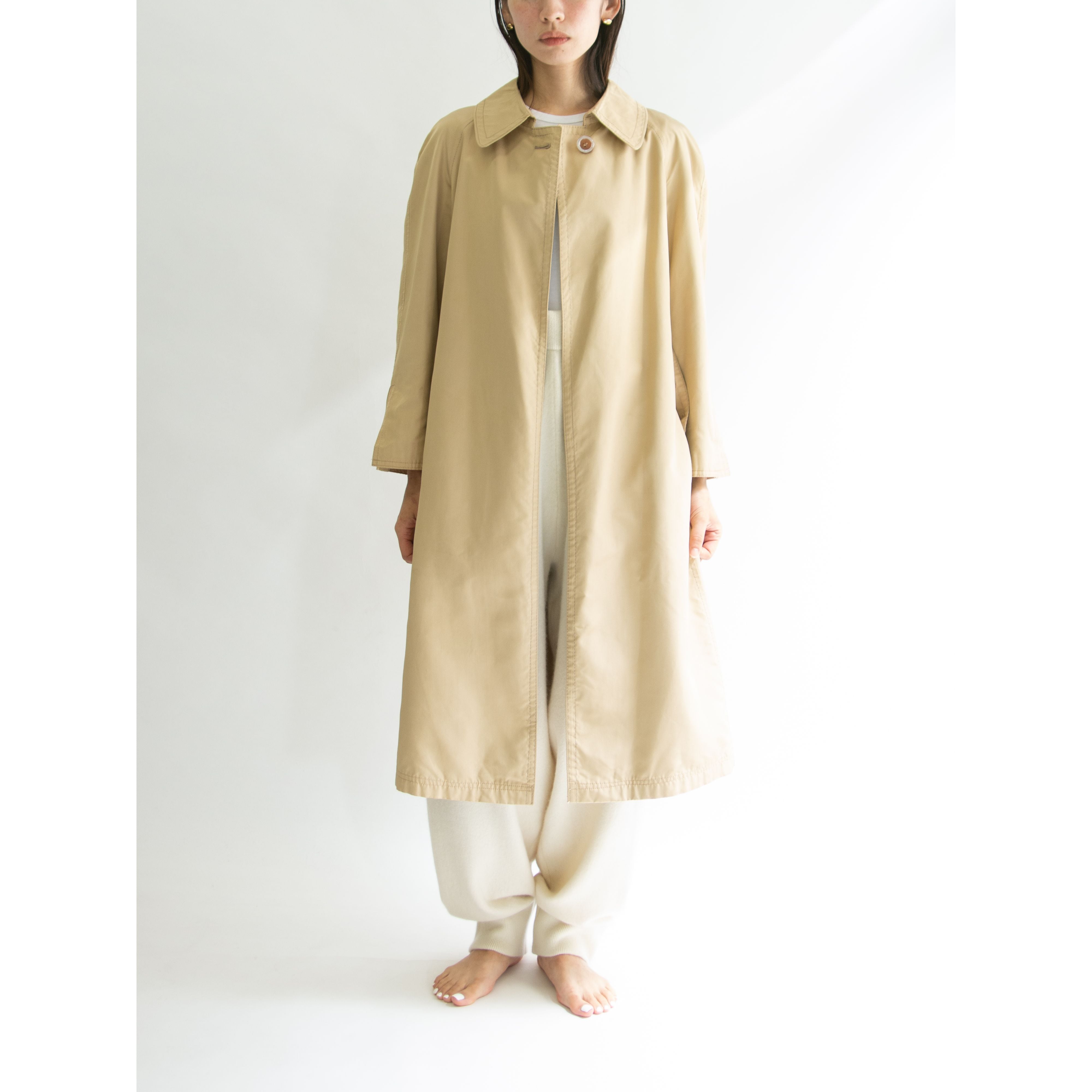 【cassandre】Made in Italy 60's 100% pure silk single trench coat（イタリア製 シルクシングルトレンチコート）11a