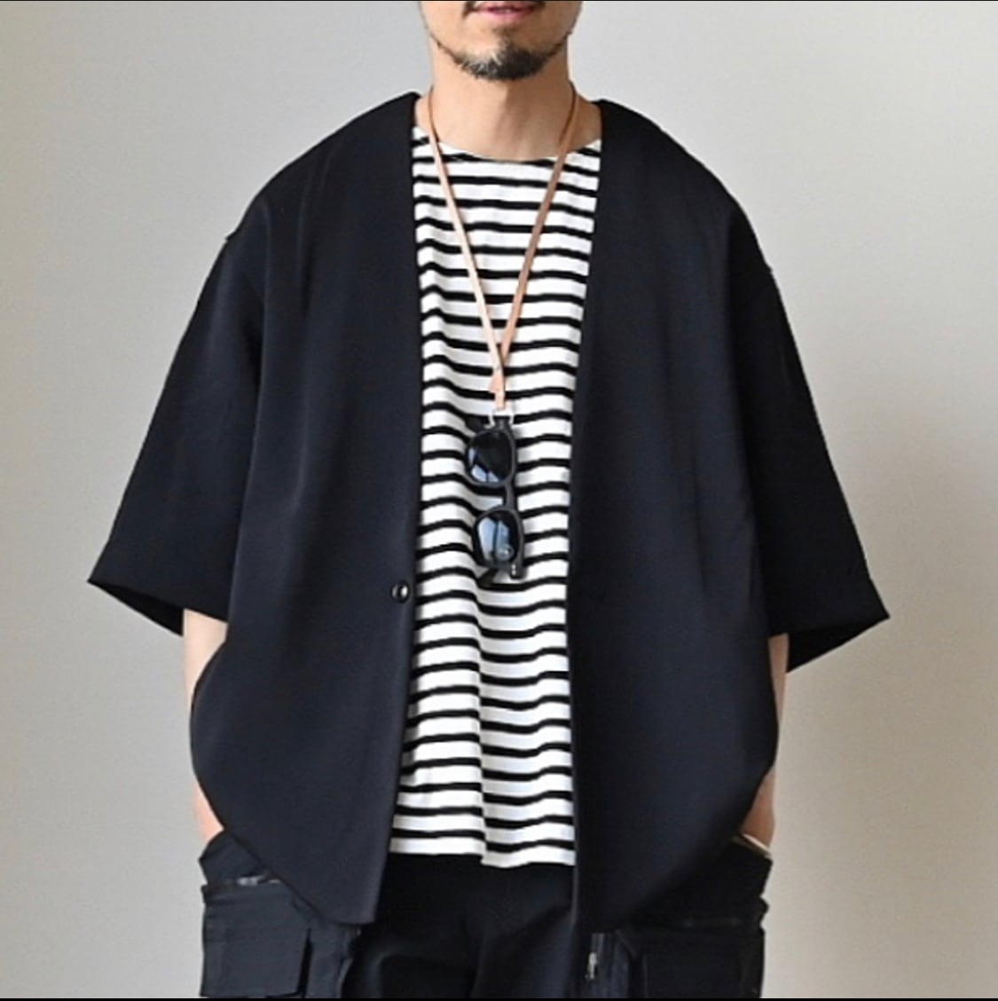 LA MOND】DRY TOUCH HALF SLEEVE KERSY JACKET ラモンド ワンボタン