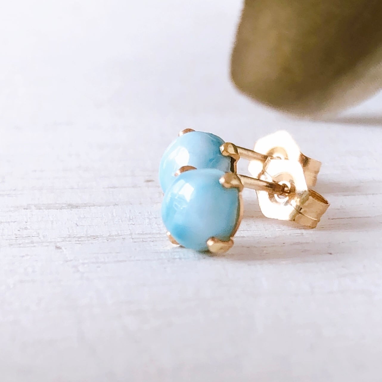 14kgf天然石ラリマーピアス】 | Anemoon handmade jewelry