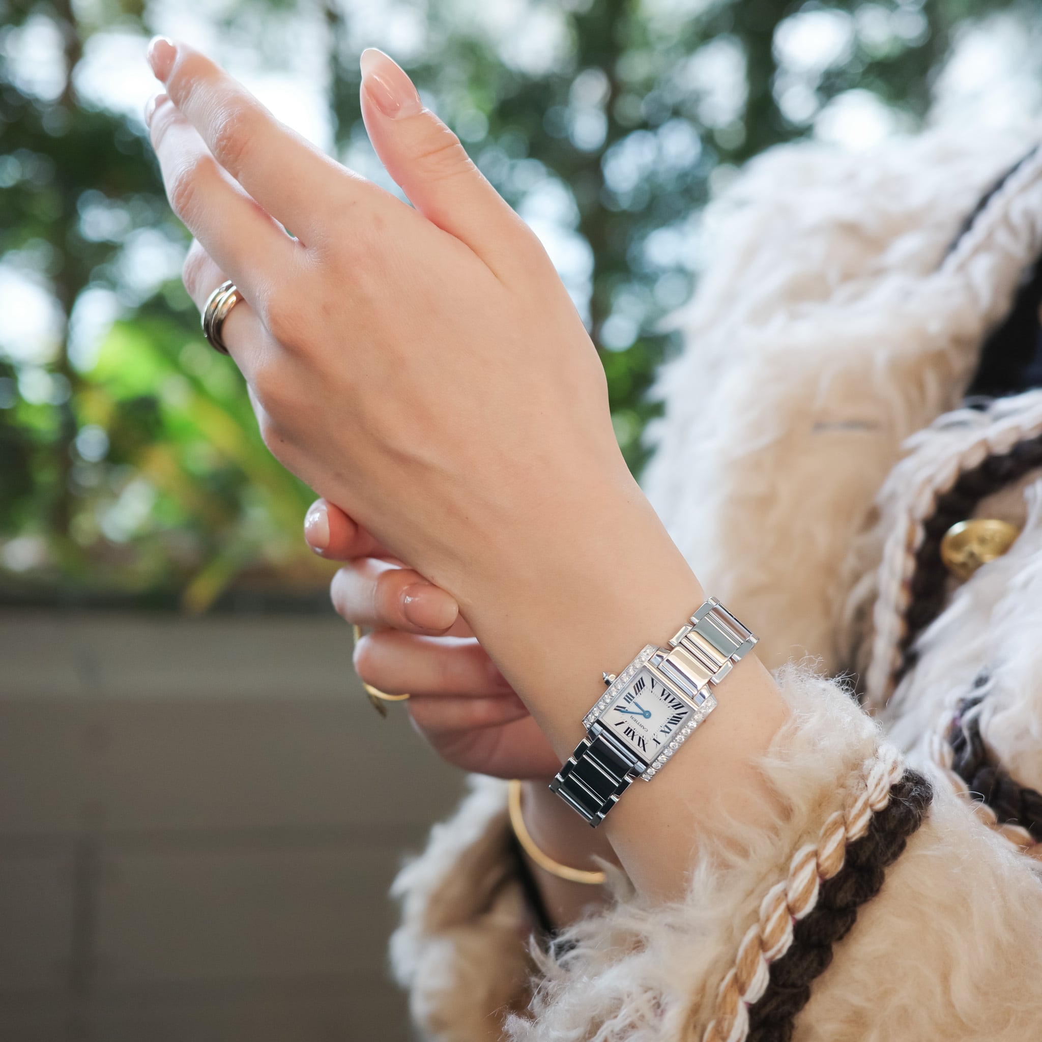 カルティエ タンクフランセーズ SM ホワイトゴールド 純正ダイヤモンド