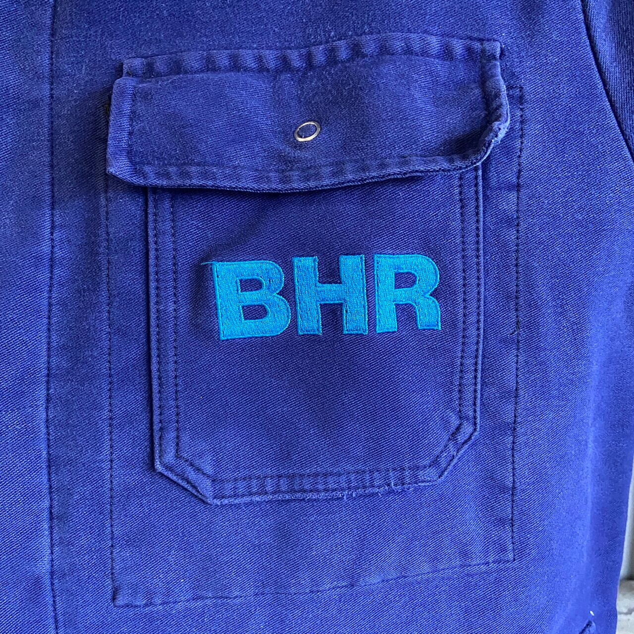 BHR 企業ロゴ 刺繍 ドイツ ブルー モールスキンジャケット メンズXL