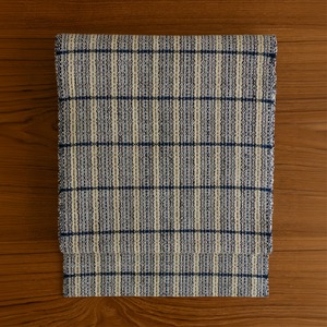 格子の模様　手紡木綿地　綜絖綾織　八寸名古屋帯【未使用品】