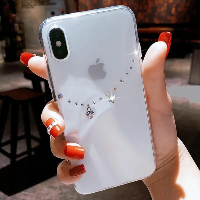 送料無料 Iphone11対応 クリア 透明 デコレーション デコ 宝石 キラキラ 豪華 ゴージャス ストーン 目立つ ソフトケース Tpu Iphoneケース アイフォンケース スマホケース La Preference