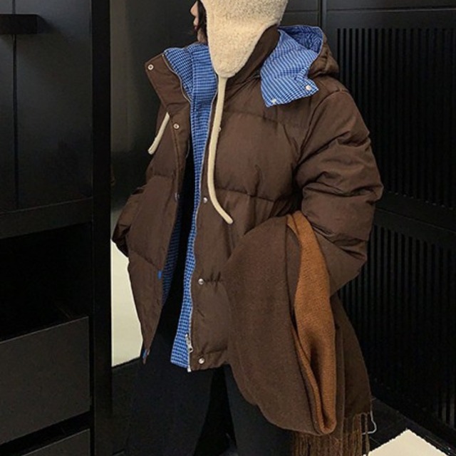 reversible check pattern volume jacket　リバーシブルチェック柄ボリュームジャケット　J1573