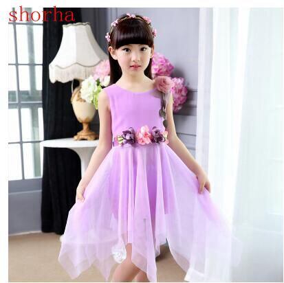 【新作】【送料無料】 キッズガールズ刺繍サマーフラワードレスマルパーティーボールガウンウエディングブライドメイドウェディングチルドレンドレスサイズ120-150 レッド 夏物 フラワーデザイン AL expec463410260539