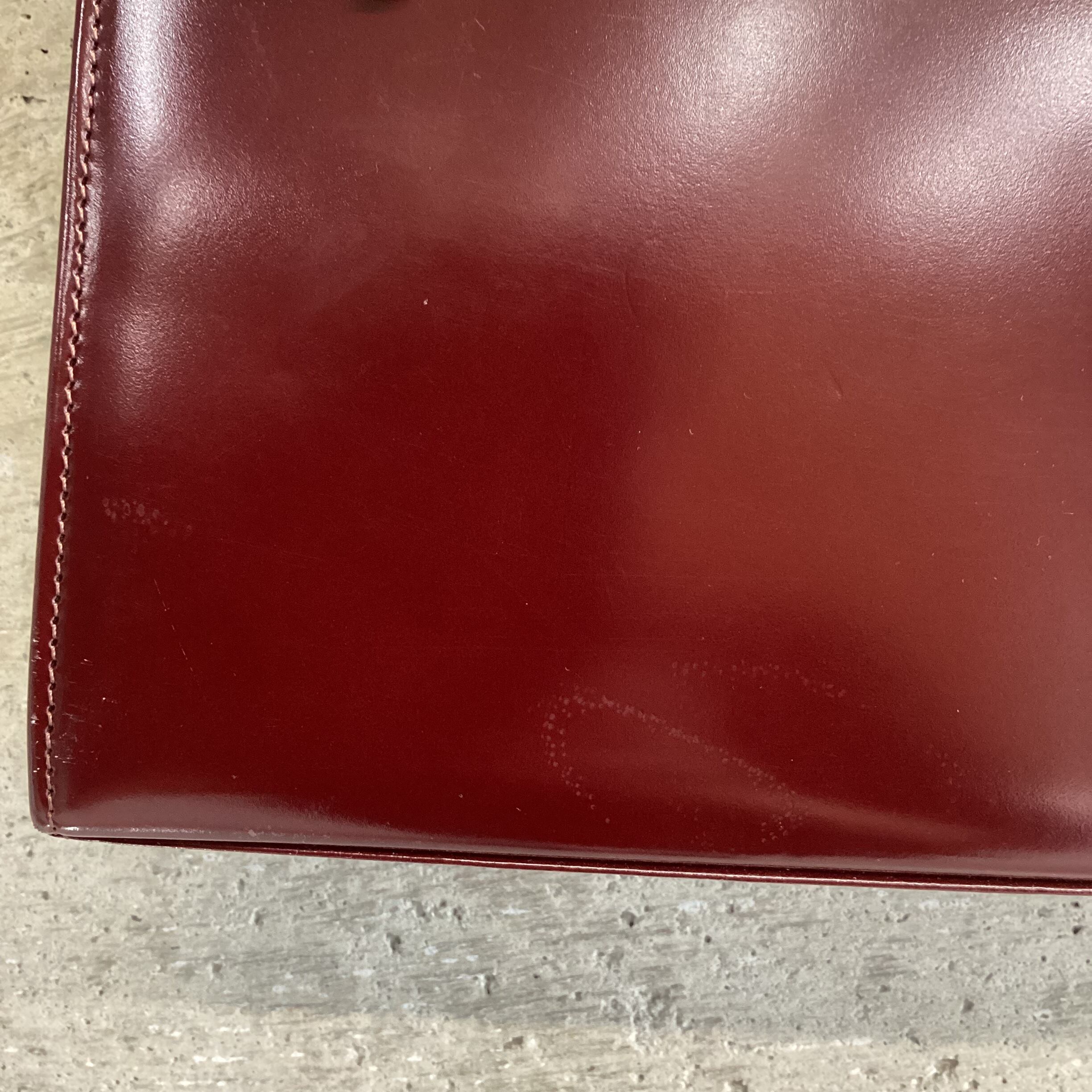 KATHARINE HAMNETT wine red square bag | 古着屋 SAJI