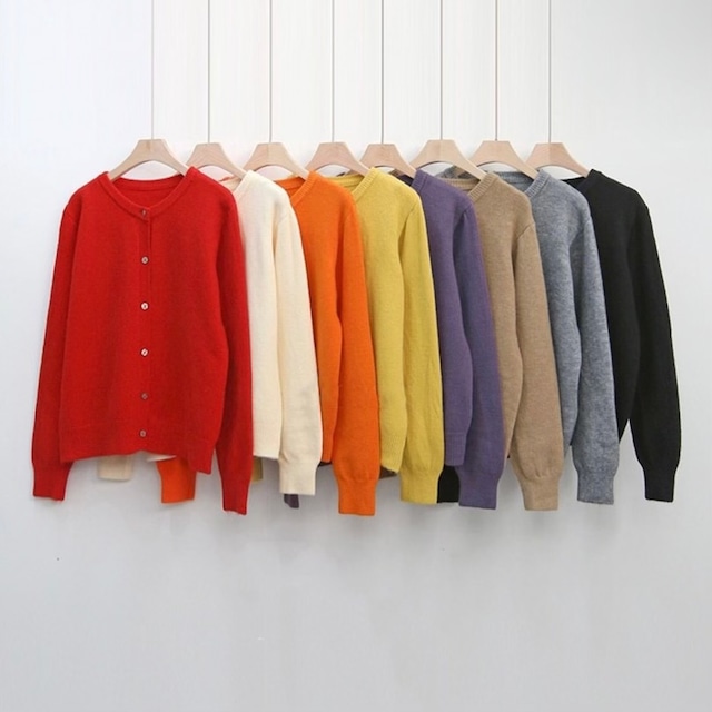【GRAY:即納】WOOL MIX BASIC KNIT CARDIGAN -8color-