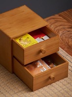 収納ボックス 竹製 2段 卓上引き出し 小物入れ デスク収納 キッチン収納 小型