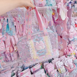 【E7】166-3ぬいぐるみ付2wayビニールバッグL(ショルダーひも別売)