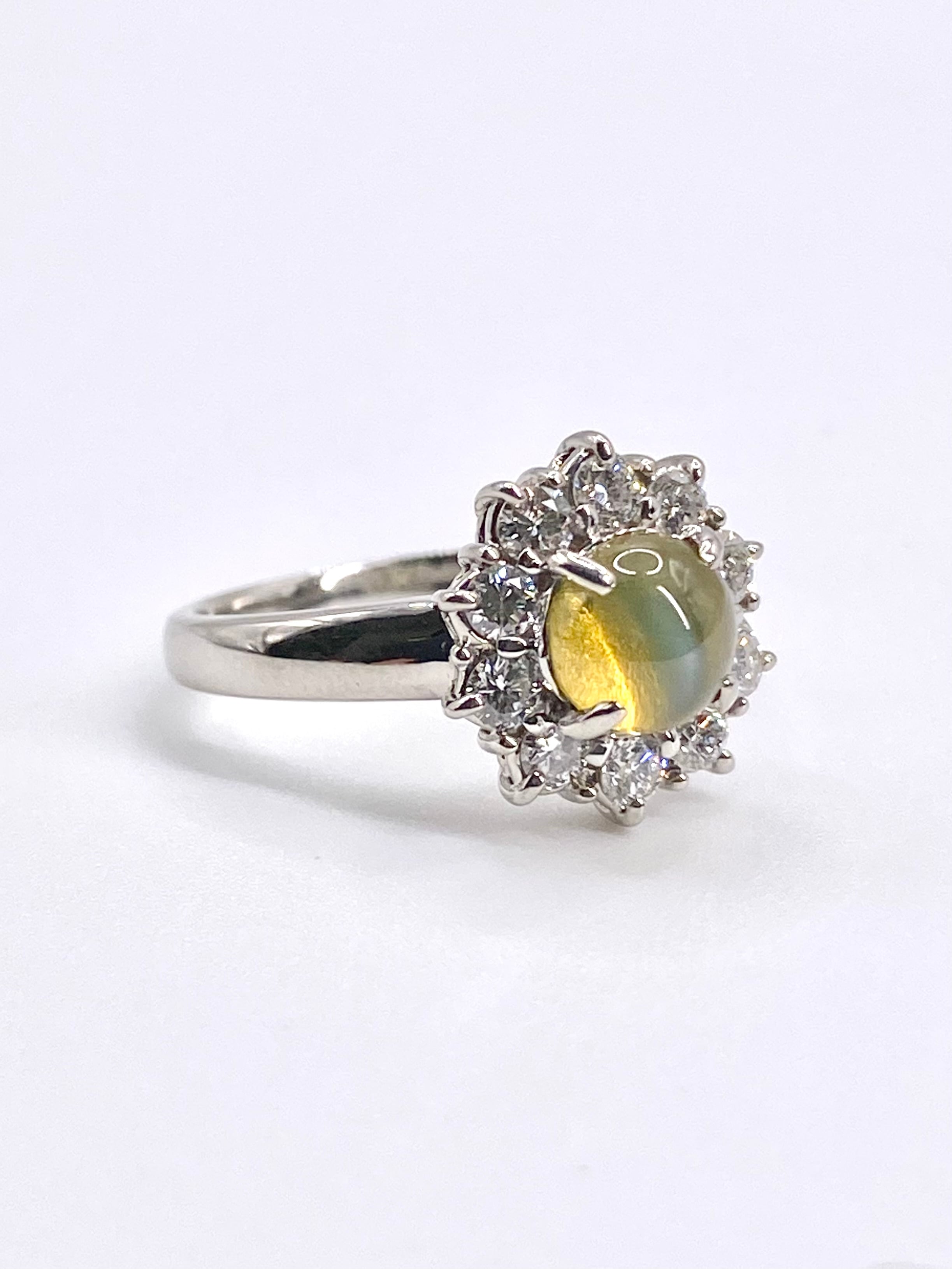 クリソベリルキャッツアイ 1.69ct / ダイヤモンド 計0.48ct Pt900