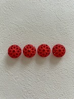 輸入デザインボタン ダリア ストーン 18mm レッド アクセアリーパーツ デコレーション材 ストーン