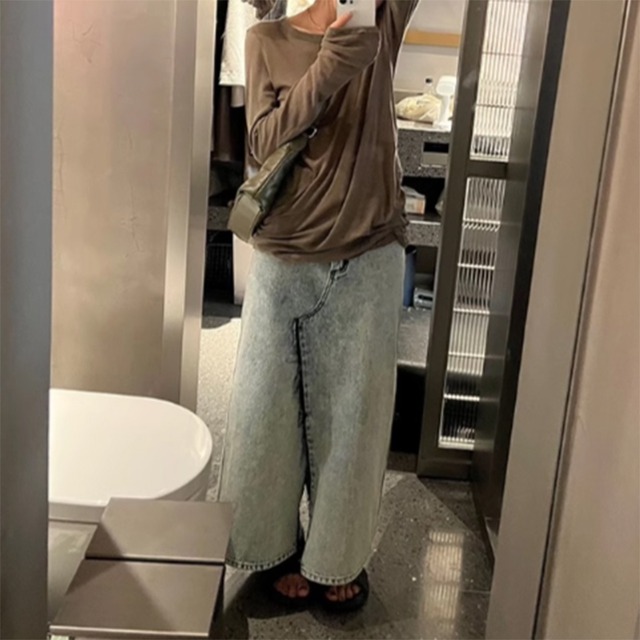 long slit denim skirt　10489