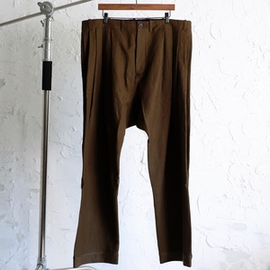 JAN JAN VAN ESSCHE - LOOSE FIT PLEATED TROUSERS WITH DRAWSTRING IN  WAISTBAND #65 - OLIVE VINTAGE - WOOL / LINEN | Ca Dechire