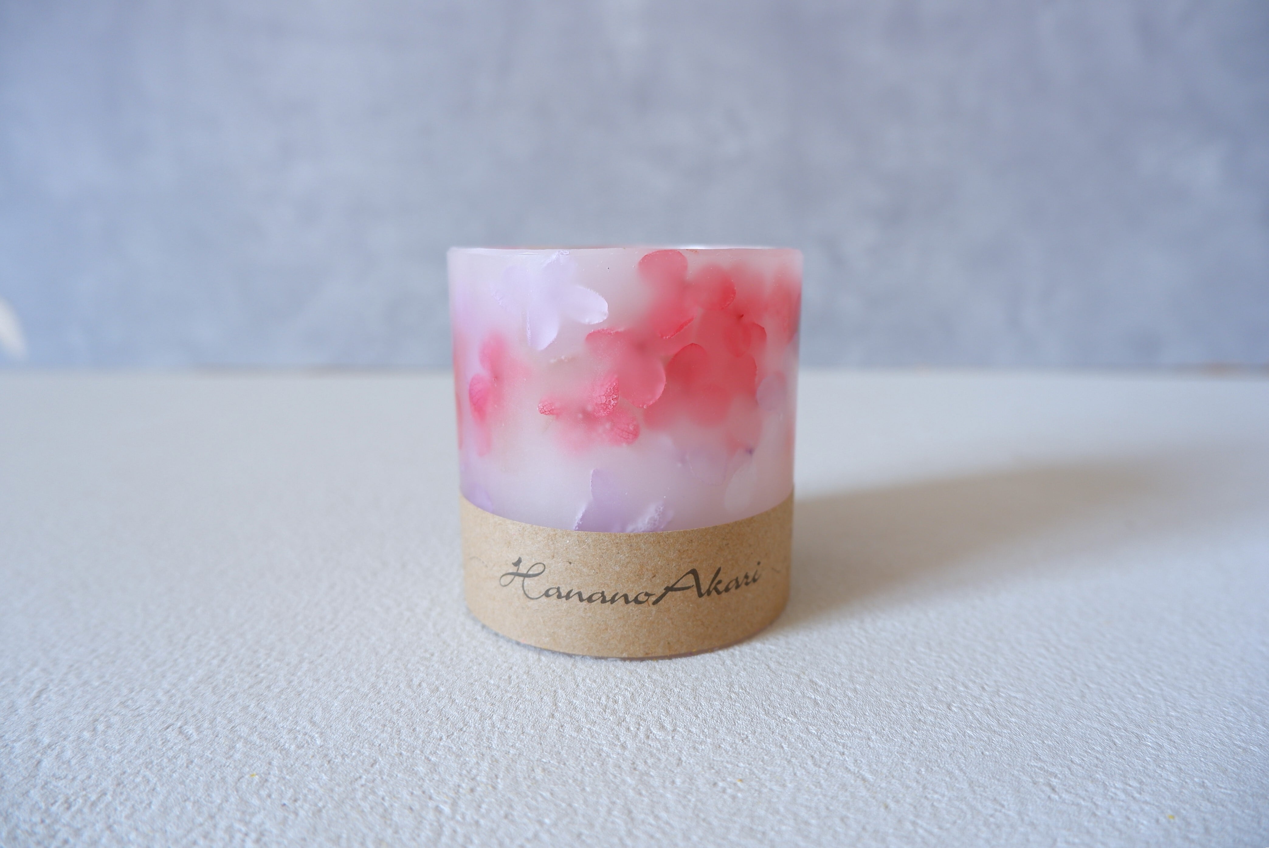 HANANOAKARI】ボタニカルキャンドルランタンM（アジサイピンクMIX