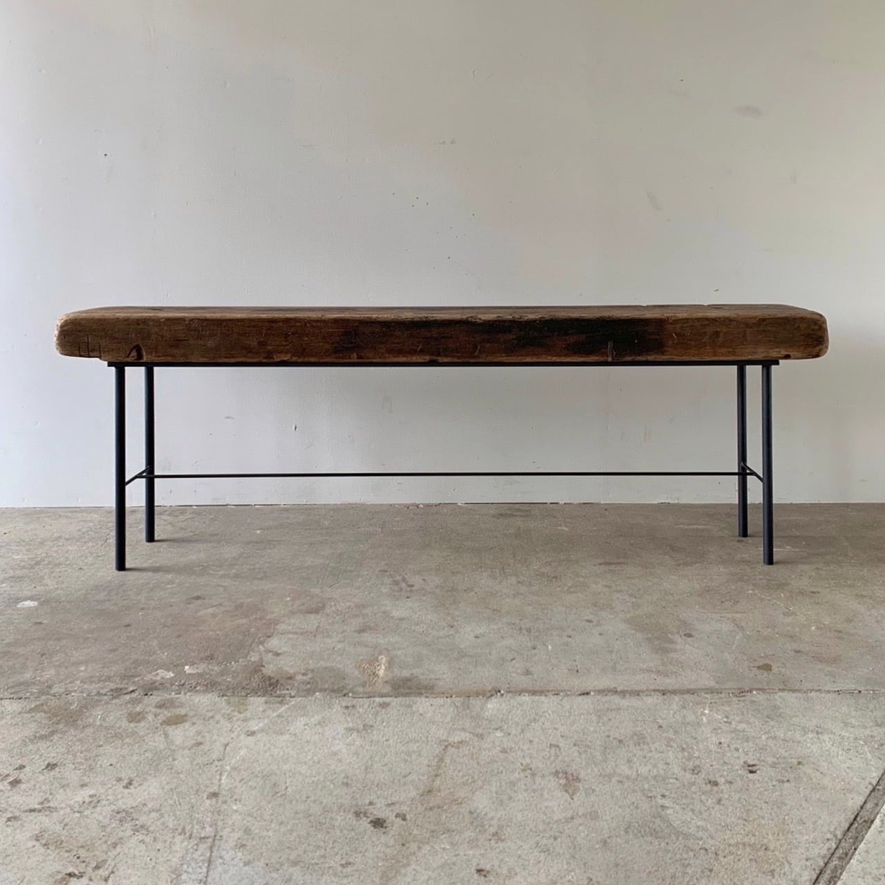 鉄脚のベンチ　古家具　0691