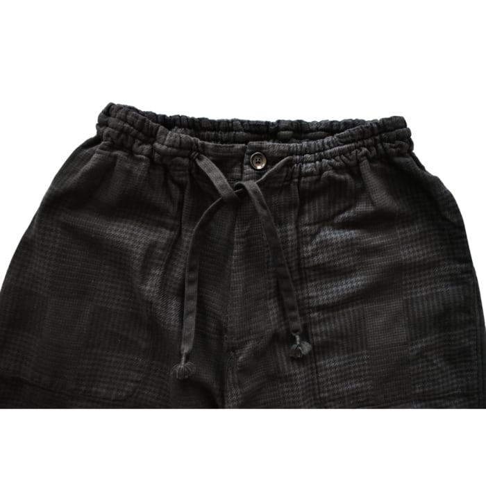 SOWBOW / 蒼氓EZ PANTS WIDE CHIKUGO-ORI IROHA BLACK DYED PLAID 01