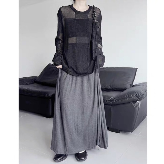 Mesh block knit pullover C1297