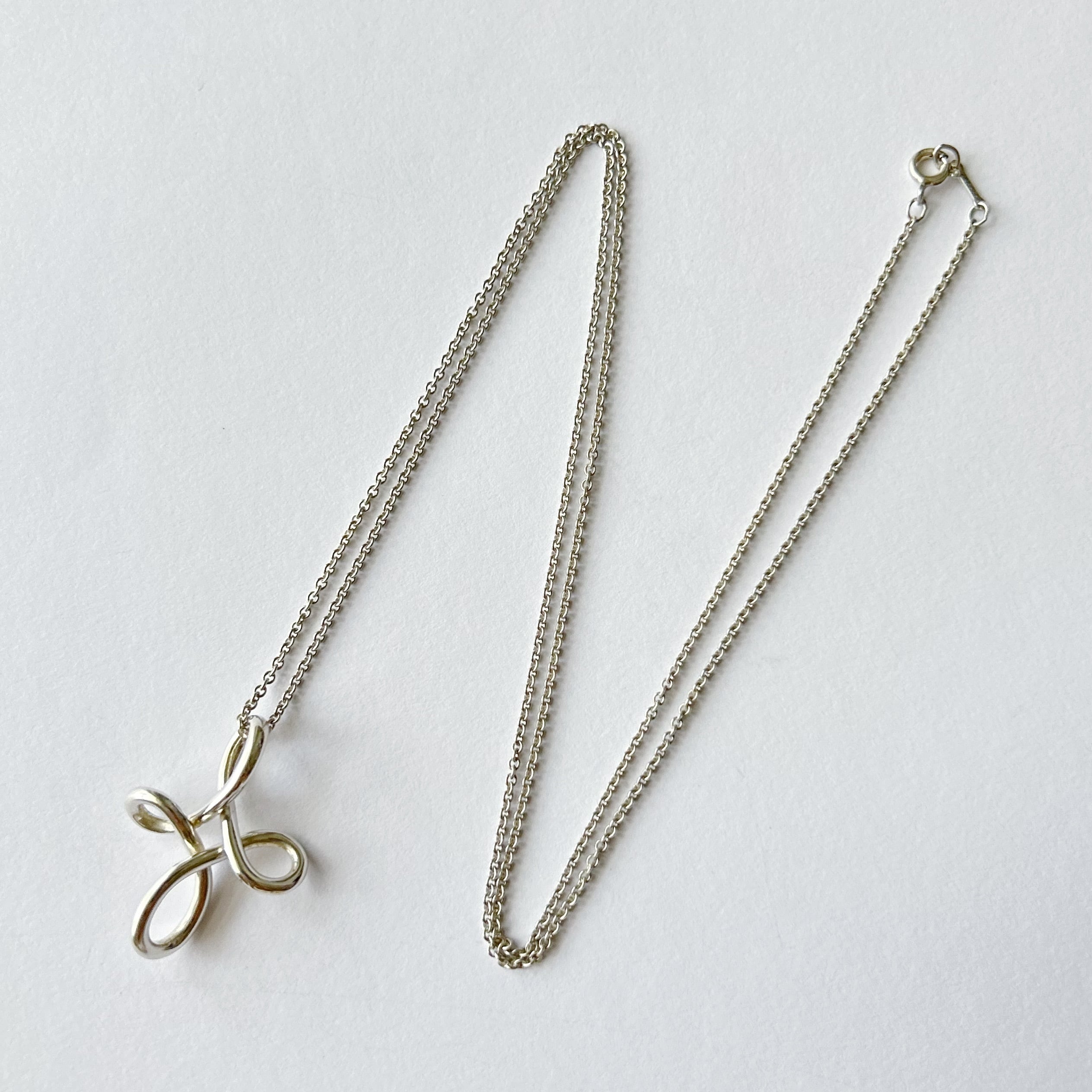 T7174】Tiffany&Co. Infinity cross long chain necklace/silver925