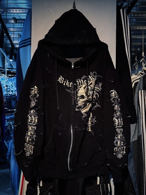 original re:make skull graphic design boro custom zip hoodie