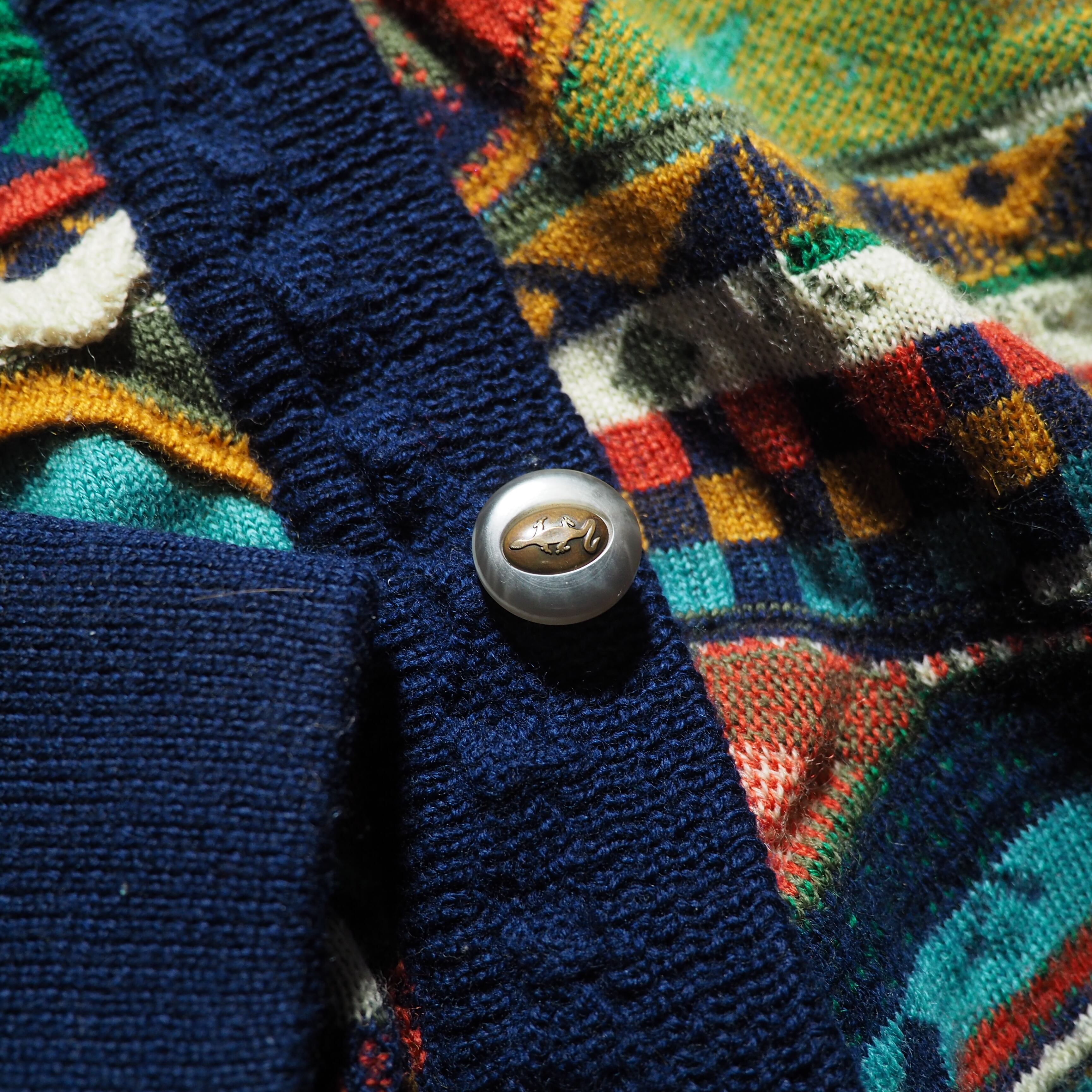 1990s ” 極彩色 ” Beautiful color Weaving 3D knit cardigan (made in Australia)