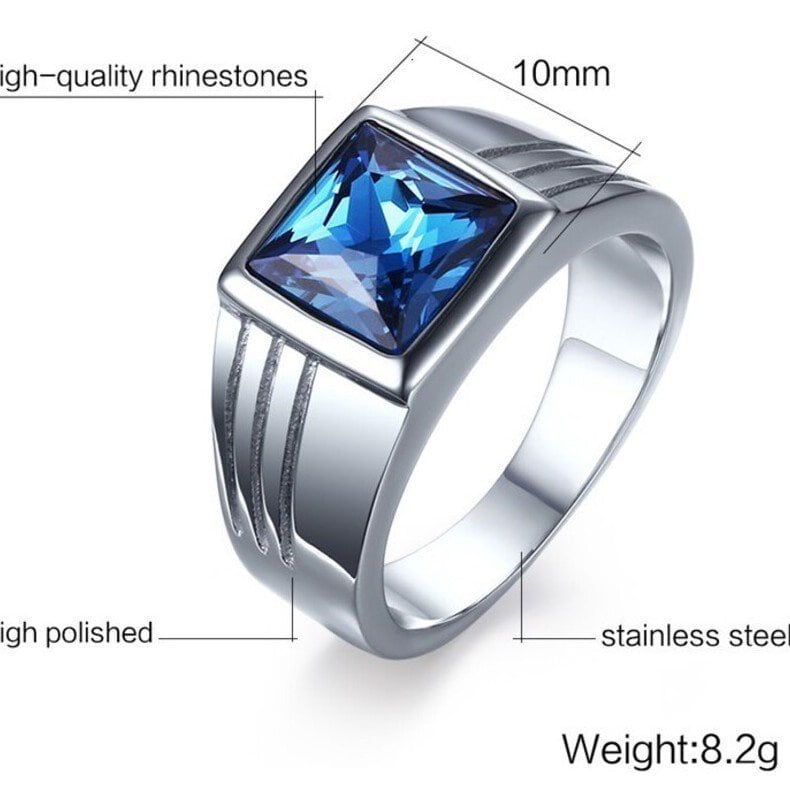 送料無料】 メンズ リング 指輪 青 ブルー キュービック