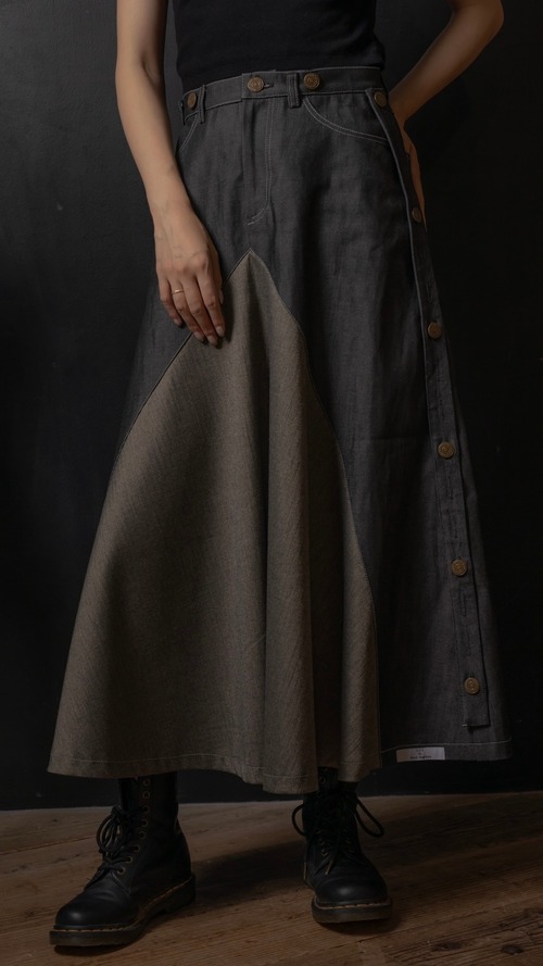 3way Like Wearing Denim Wool Flare Skirt