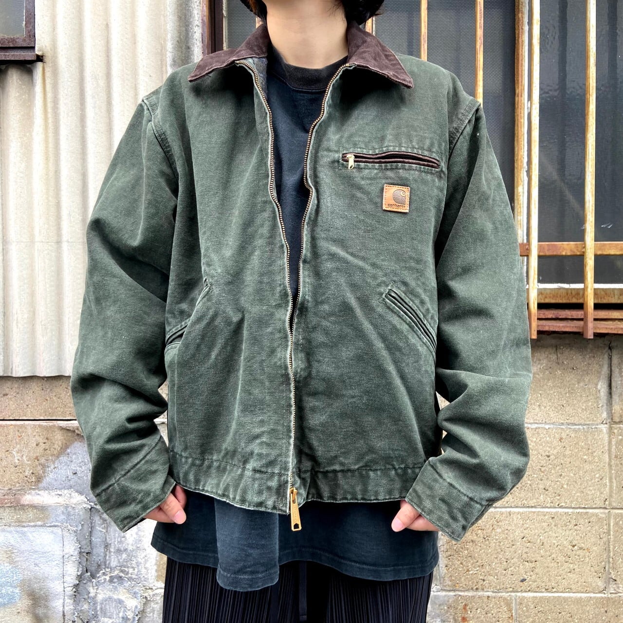 Carhartt カーハート デトロイトジャケット メンズXL相当 古着 ダック地 ワークジャケット ブランケットライナー モスグリーン 緑色  【ワークジャケット】 | cave 古着屋【公式】古着通販サイト