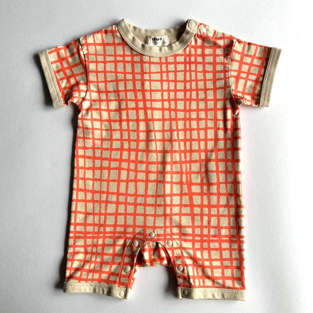 NeWo×Goma S/S Rompers Check【70cm】Red