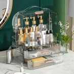 メイクボックス コスメボックス 引き出し 3段式 透明カバー付き 化粧品収納ボックス 大容量 化粧品 収納 メイクケース 引き出し 化粧品入れ 多機能 コスメ アクセサリー ジュエリー 浴室 洗面所 卓上収納 高品質 2色 透明 エメラルドグリーン