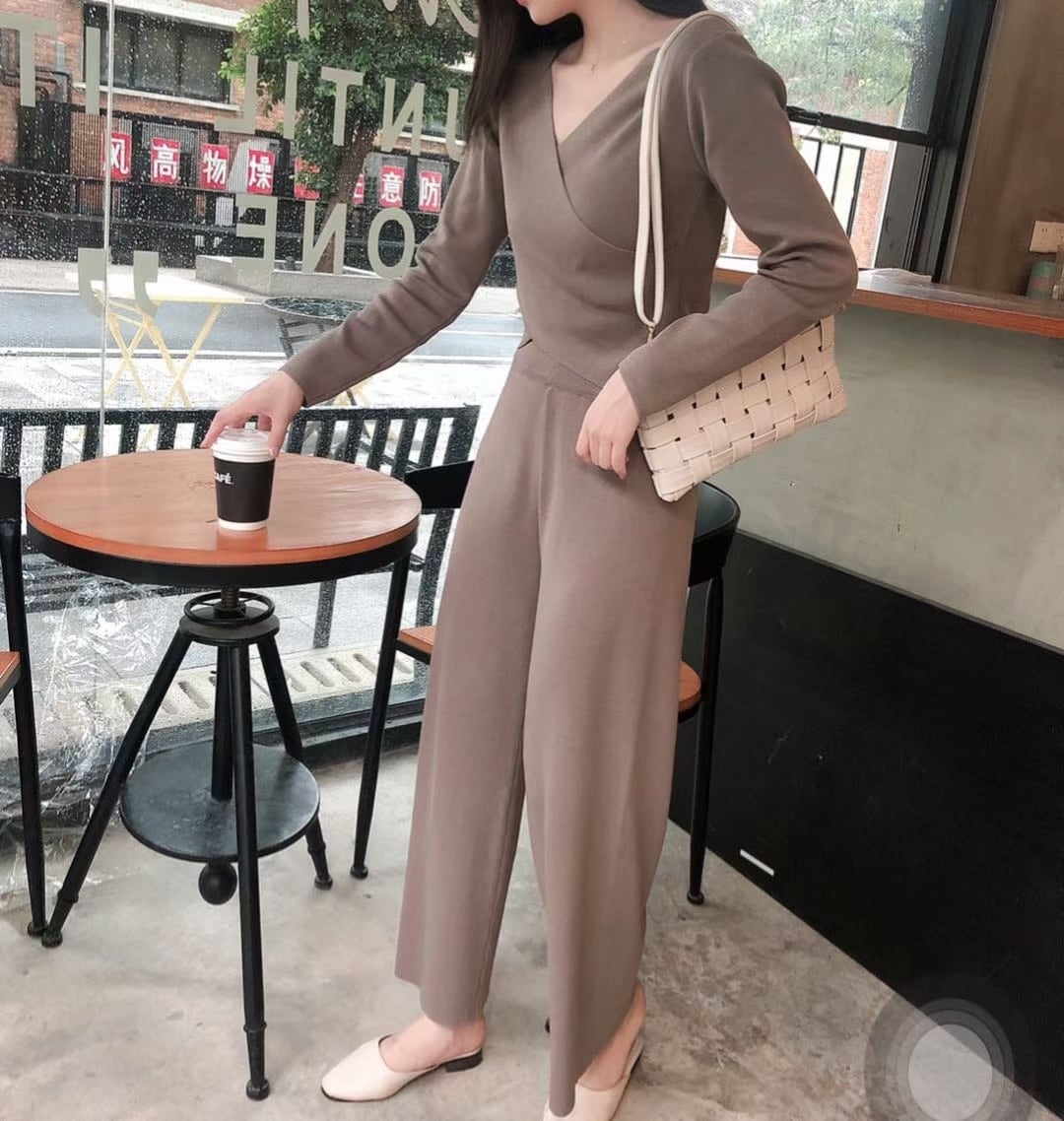 カシュクールニット　パンツセットアップ　AJ1050-D009