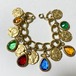 Vintage Multi Color Bijoux & Medal Charm Bracelet