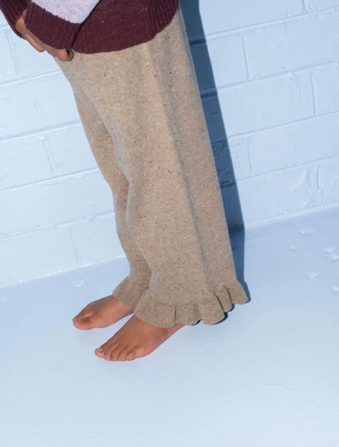 【即納/送料無料】Grown / Organic Frill Knit Flares - Oatmilk
