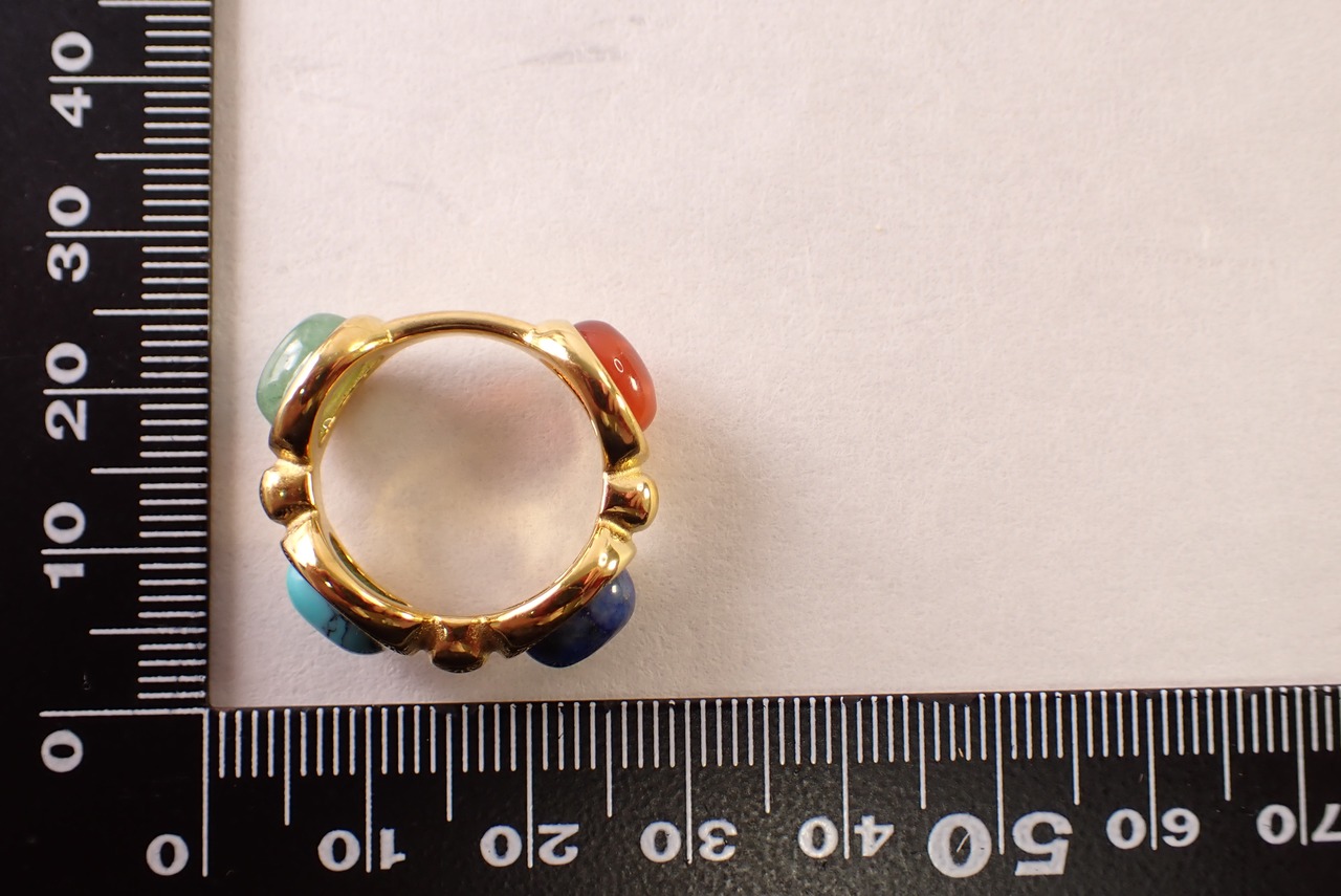 リング(ターコイズ、ラピスラズリ、カーネリアン、グリーンオニキス)　[D12-144]