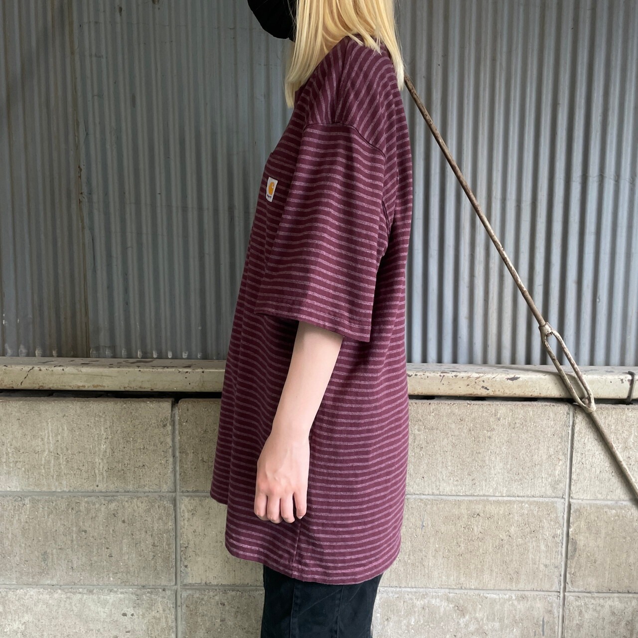 Carhartt カーハート ボーダー ポケットTシャツ メンズM 古着 ポケT 