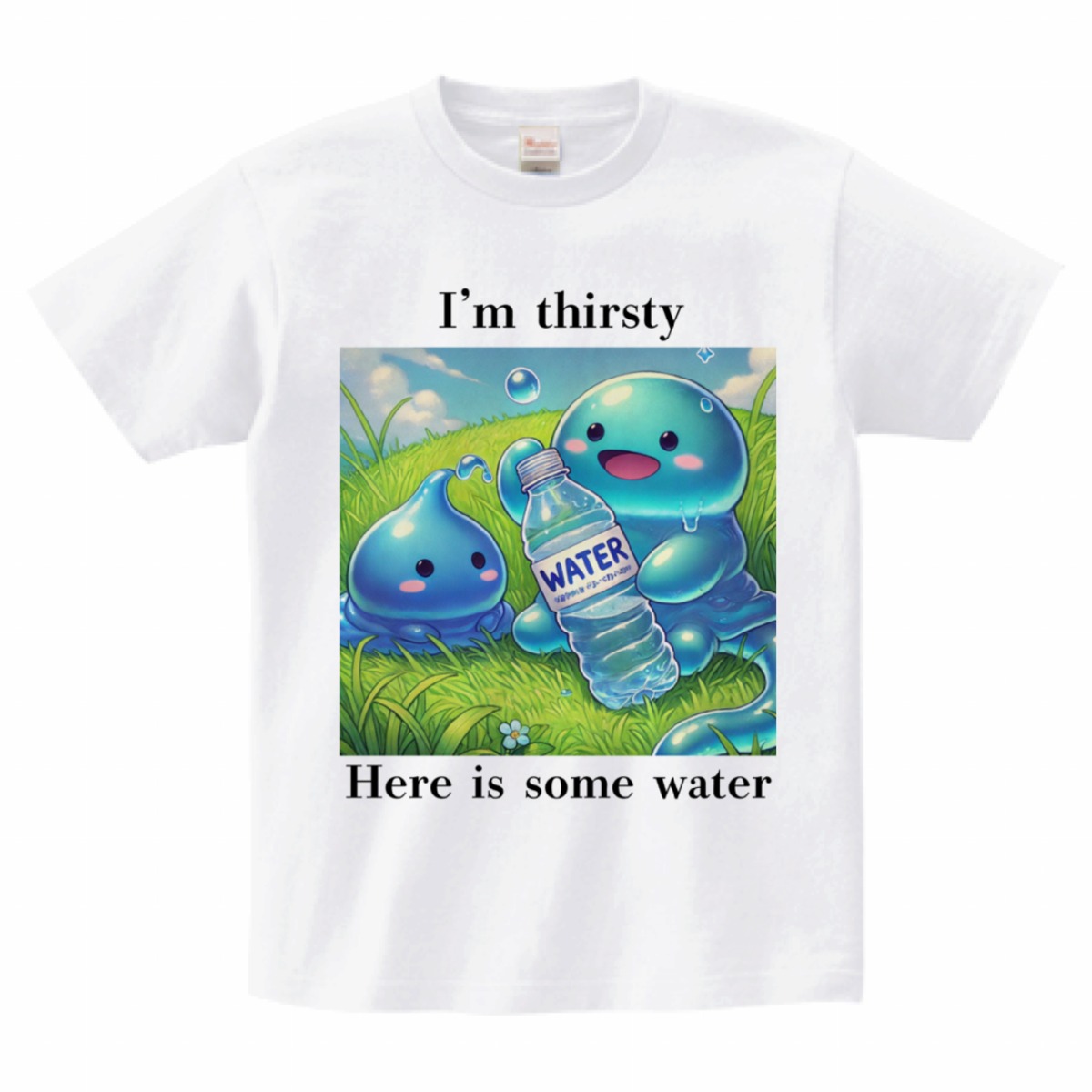 スライム（I'm thirsty) 白 (イラスト大）サイズS M L XL | hungrymonster