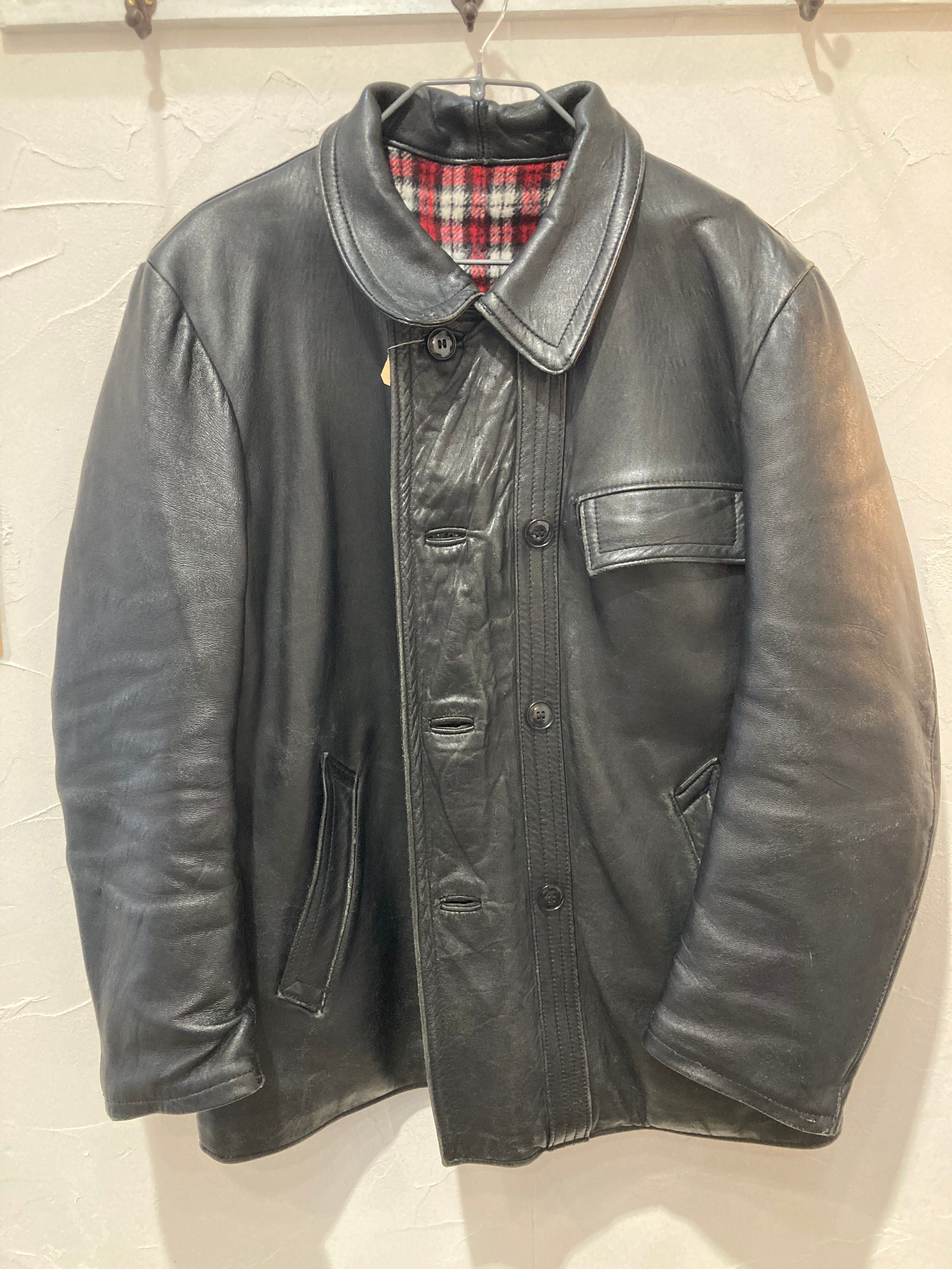 60's French leather jacket コルビジェ