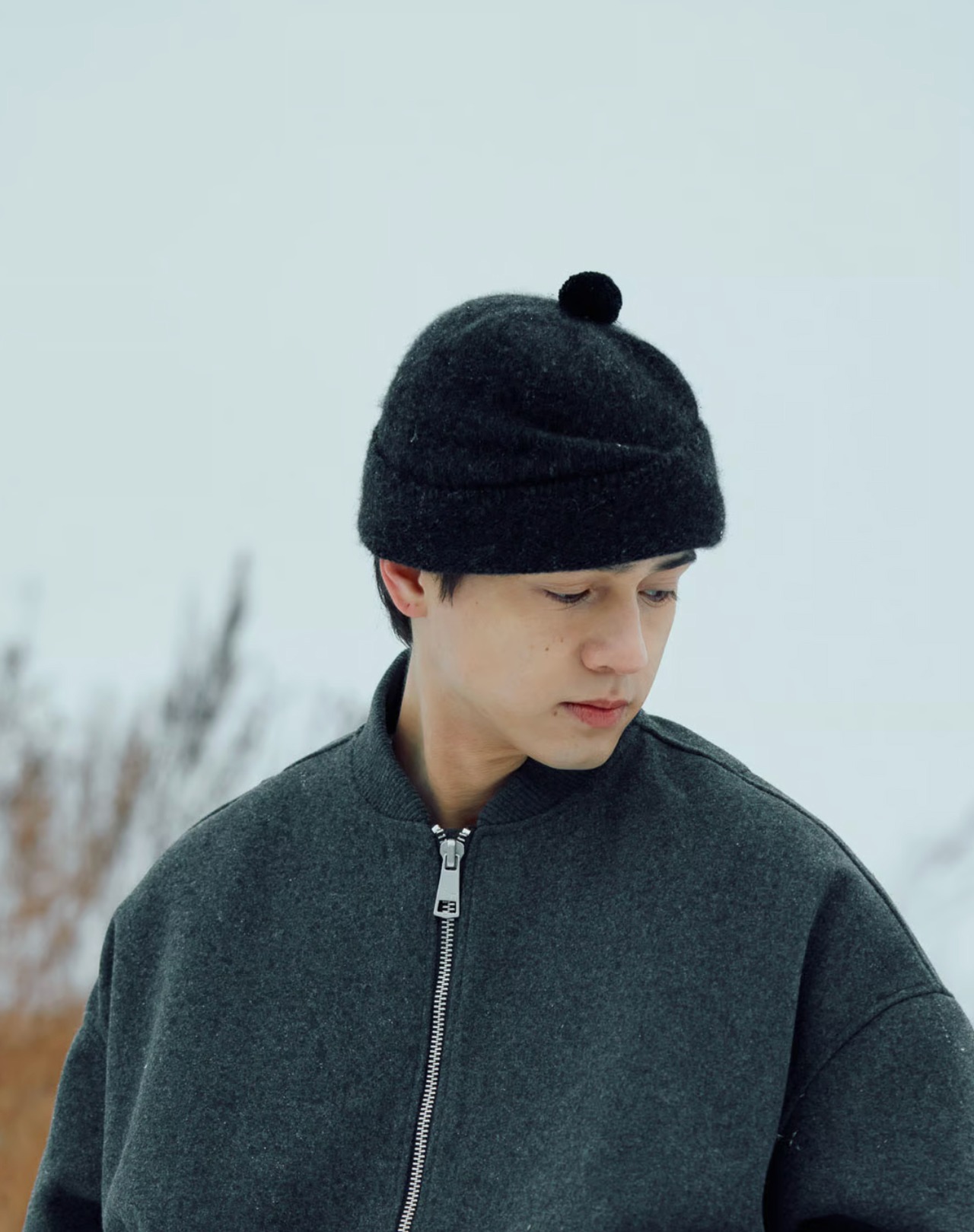 chisaki(チサキ) Emitame カシミヤセーブル miniポンポン付き ニットキャップ