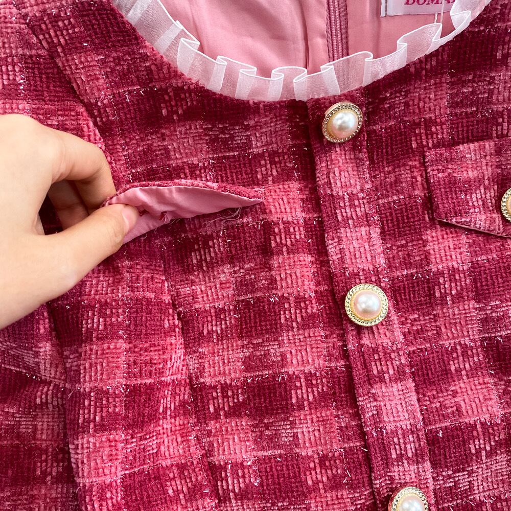 シェリエ sheller ピンク チェック ミニツイードワンピース シェリエ sheller ピンク チェック ミニツイードワンピース